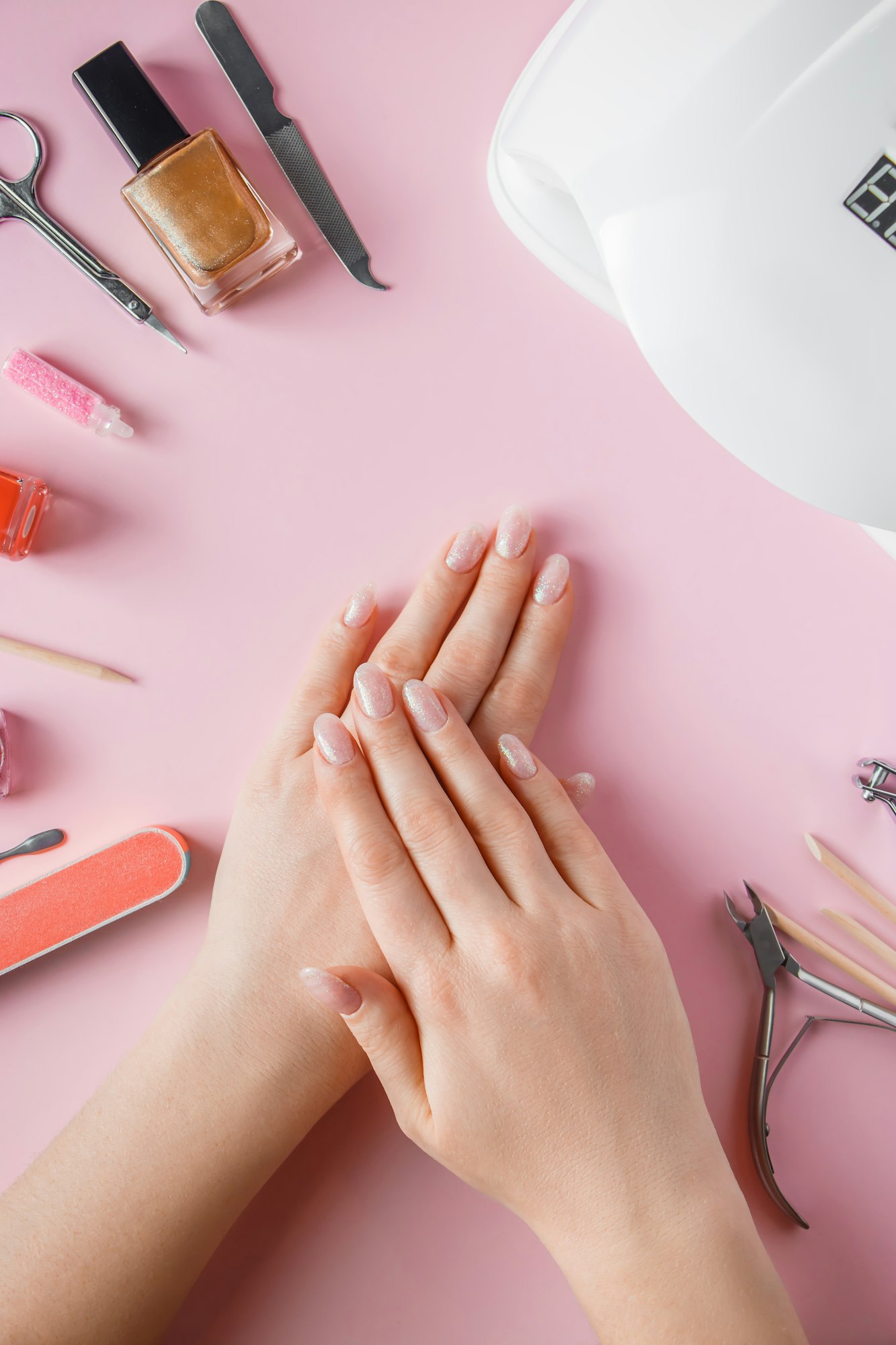 Spa procedure for nail care in a beauty salon.